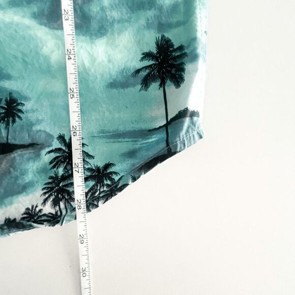 Billabong Mens Summer Shirt Button Down Short Sleeve Palm Print Green Large - Picture 6 of 7